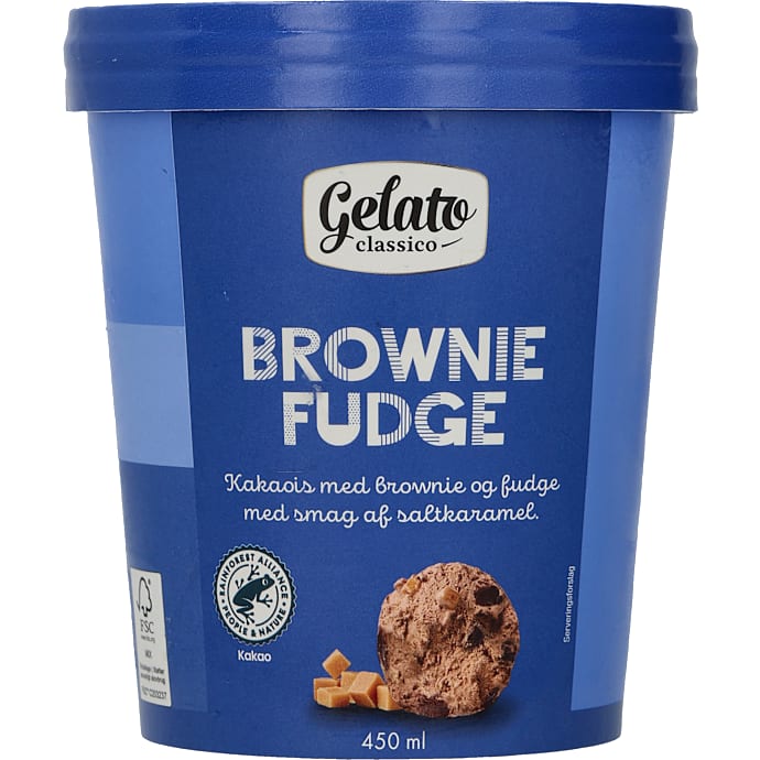 Mælkeis m. fudge brownie
