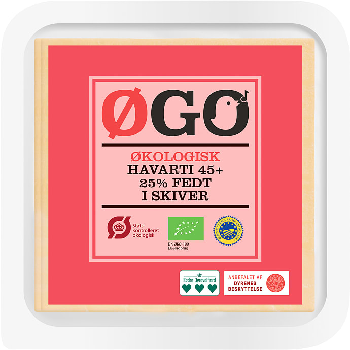 ØGO Havarti ost i skiver 45+ øko