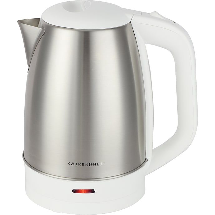 Køkkenchef elkedel 1,7 liter - sølvfarvet/hvid