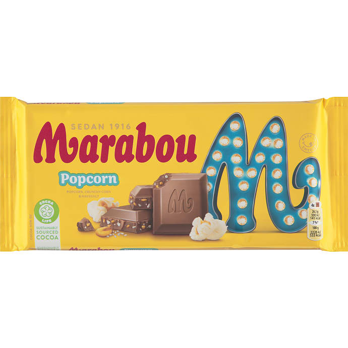 Mælkechokolade m. popcorn