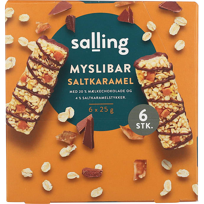 Müslibar m. mælkechokolade og saltkaramel