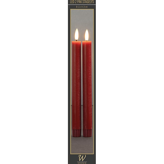 Windsor LED 2-pak stagelys 22,5 cm - rød