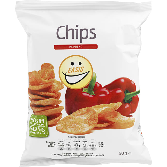 Sojaproteinchips m. paprika fedtreduceret