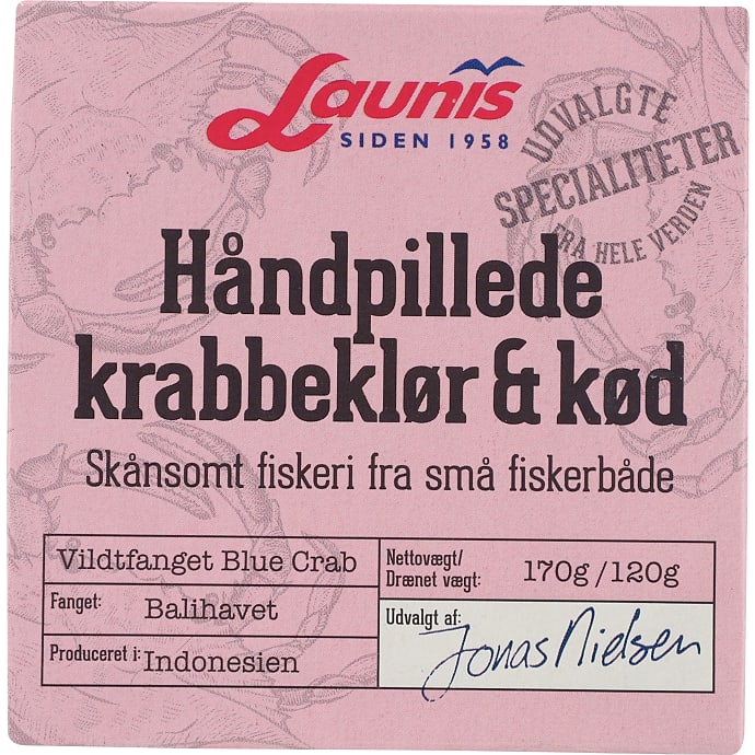 Håndpillede krabbeklør & kød