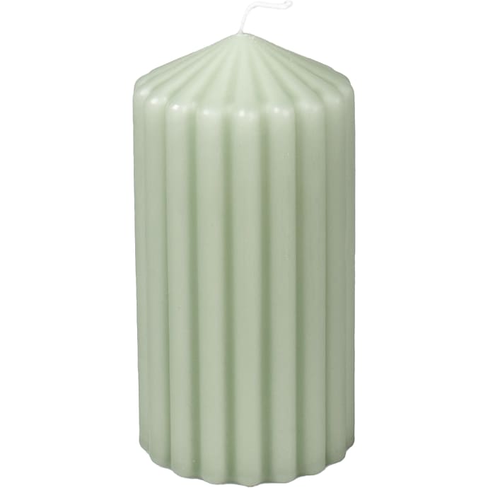 Rillet Bloklys Pastelgrøn 6,8x13 cm