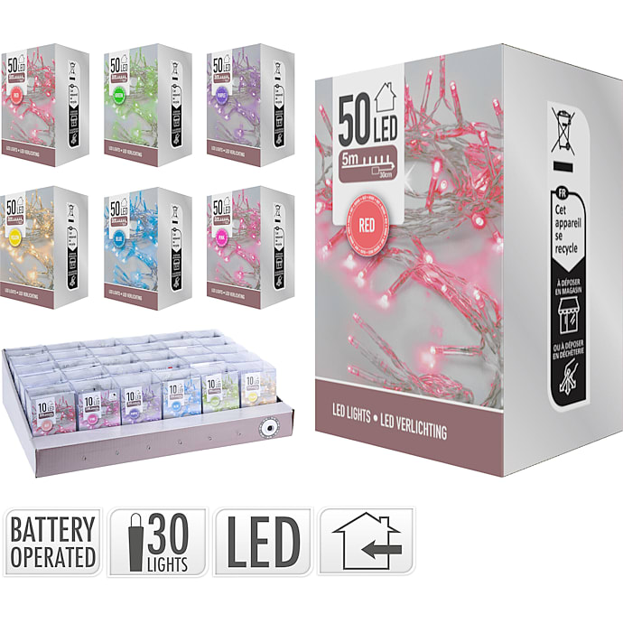Lyskæde med 50 LED Assorteret
