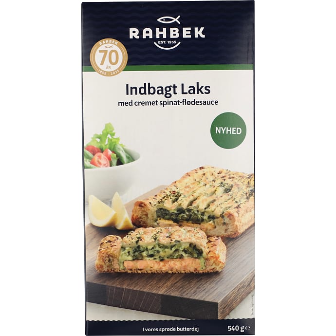Indbagt laks m. spinat-flødesauce