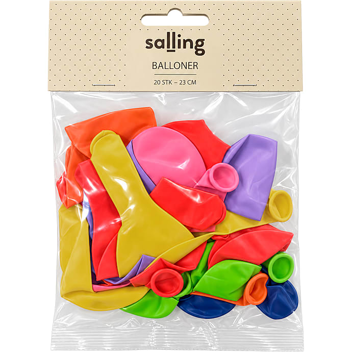 Salling latexballoner Ø: 23 cm 20-pak - Multifarvet