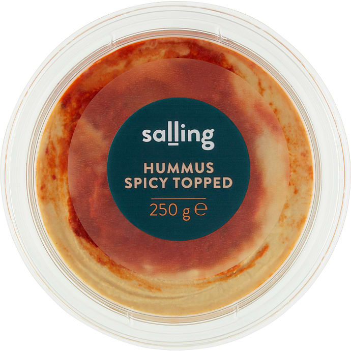 Salling Hummus med krydret peberfrugt-tomatsauce