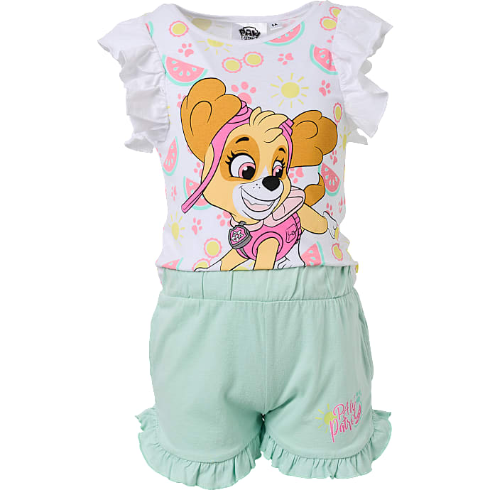 Paw Patrol shortssæt str. 104 - hvid/grøn