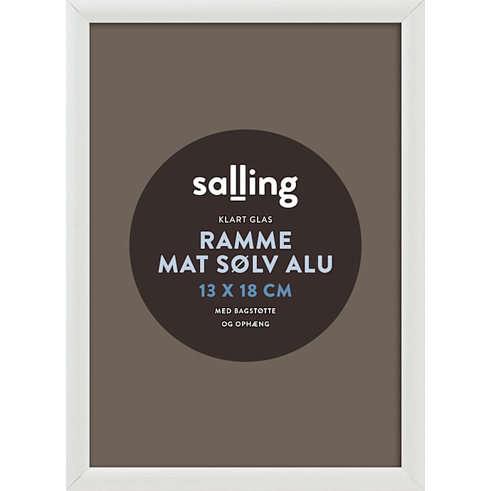 Mat sølvfarvet ramme m. glas - 13x18 cm