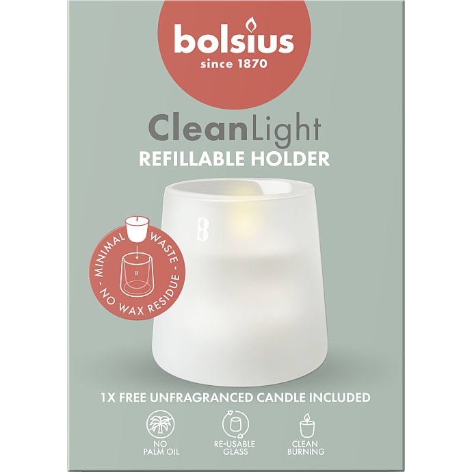 Bolsius Cleanlight starterkit holder og lys uden duft - hvid