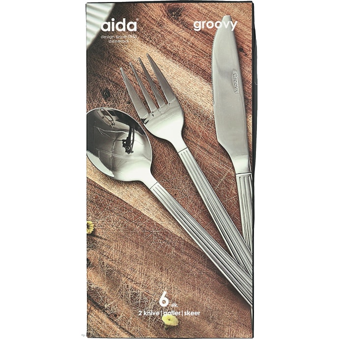Aida Groovy bestiksæt 6 dele - rustfrit stål