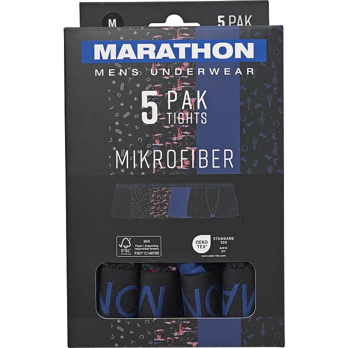 Marathon Herre Tights 5-pak Str. L Multifarvet