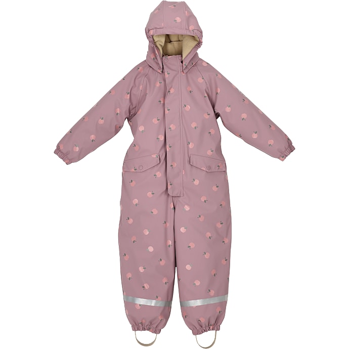 VRS børne PU flyverdragt med æbleprint str. 98 - rosa – produktbillede