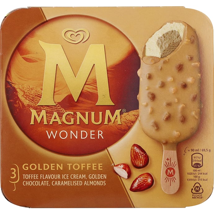Flødeis m. karamel, chokolade og mandler