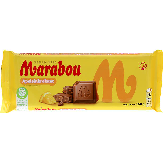 Marabou Mælkechokolade Appelsinkrokant 160 g