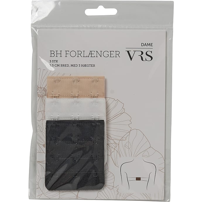 VRS Dame BH Forlænger 3-pak sort/hvid/beige