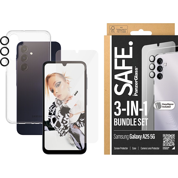 PanzerGlass SAFE 3-i-1 beskyttelsessæt Samsung Galaxy A25