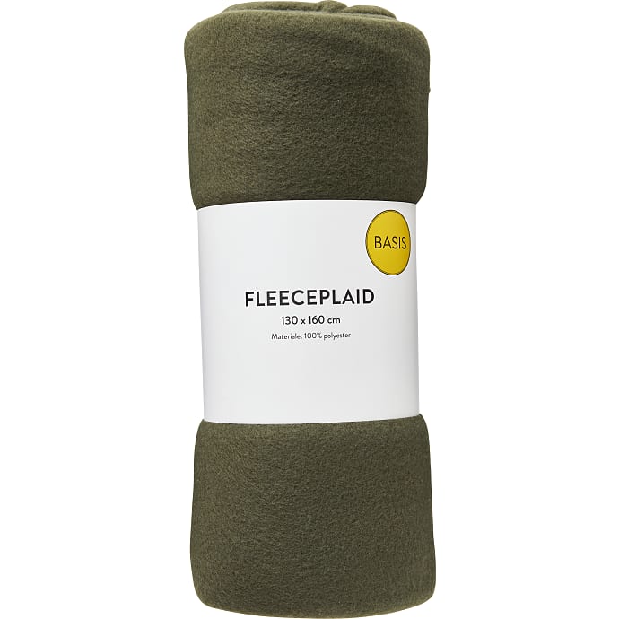 BASIS fleeceplaid 130x160 cm - olivengrøn