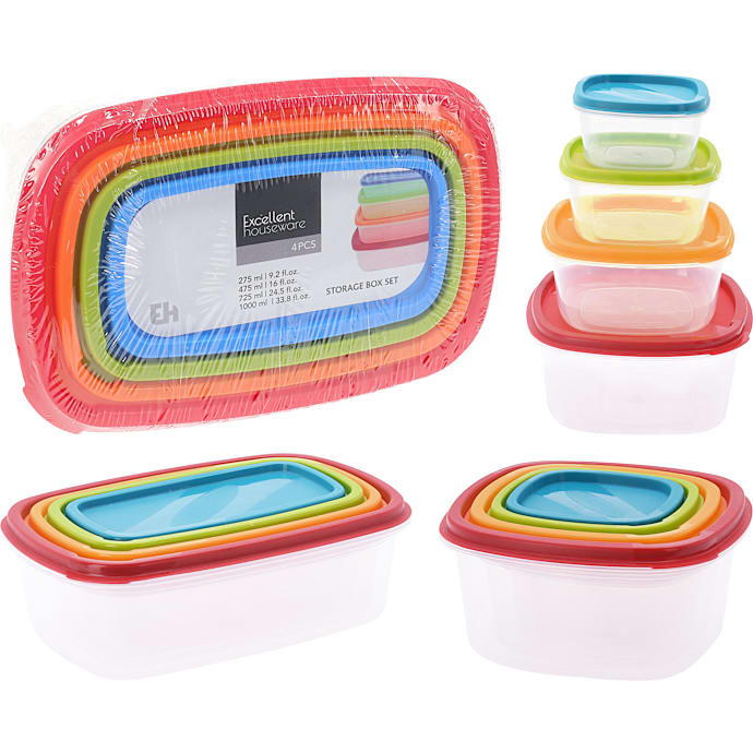 Madopbevaringsbokse 4-pak - flere varianter - assorteret