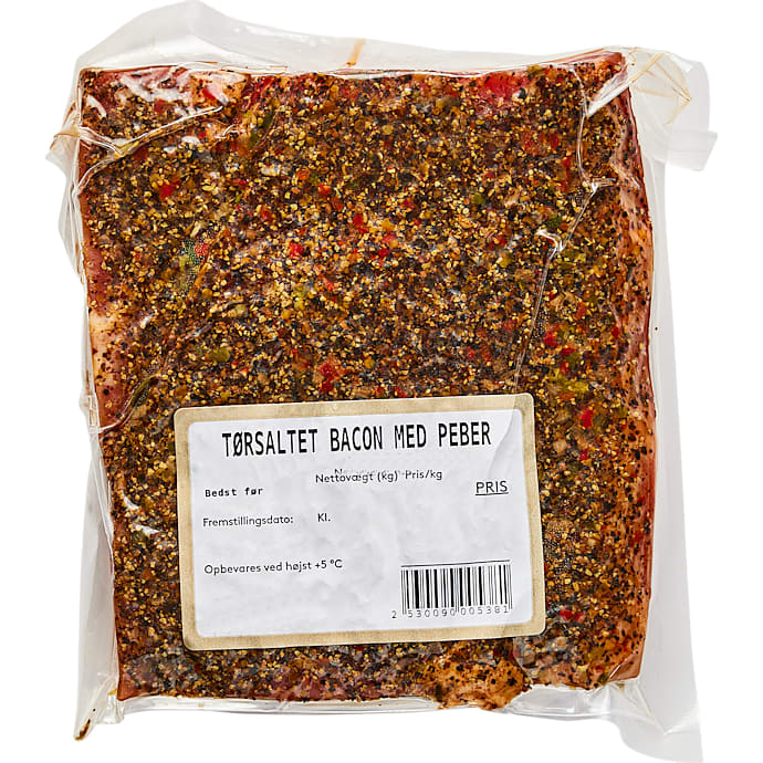 Tørsaltet baconstykke m. peber
