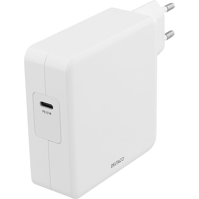 Deltaco USB-C Vægoplader 87W Hvid