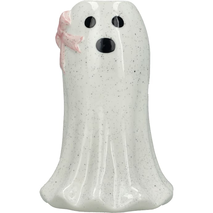 Halloween spøgelsesvase m. sløjfe H: 14 cm - hvid