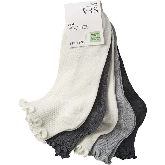 VRS Woman Dame strømper 5-pak str. 35/38 multifarvet