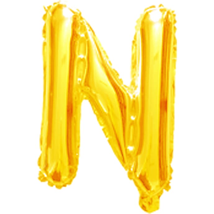 Salling bogstav folieballon "N" H: 35 cm - Guld