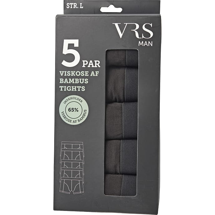 VRS Man Herre tights str. M sort 5-pak