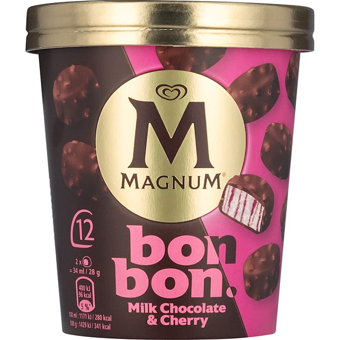 Flødeis m. kirsebærsauce og mælkechokolade