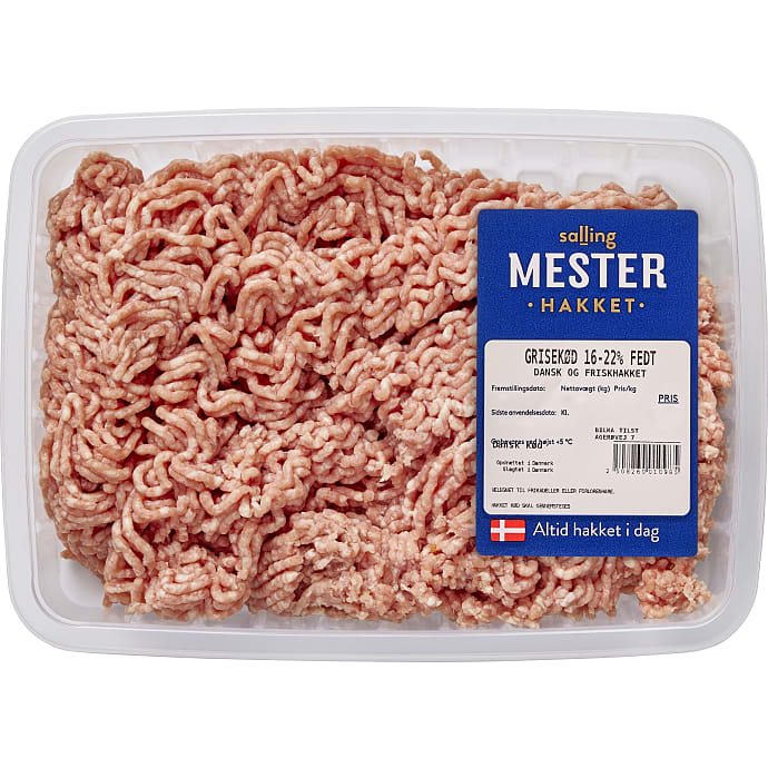 Mesterhakket Hakket Grisekød 16-22% Fedt