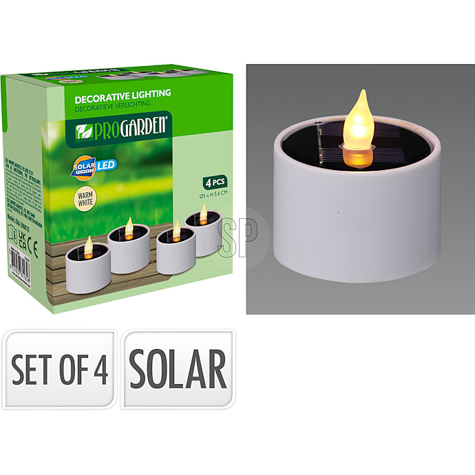 Solar stearinlys 4-pak - hvid
