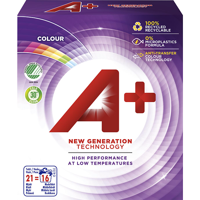 Vaskepulver kulørt vask