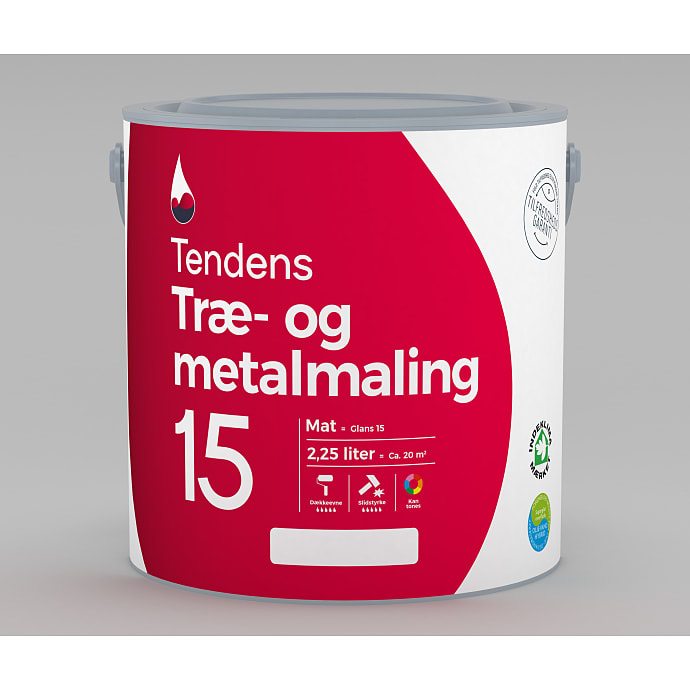 Tendens træ- og metalmaling mat 15 2,25 liter - ral 9010