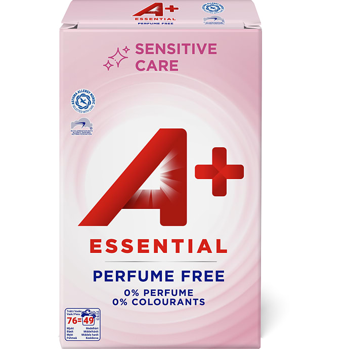 A+ Vaskepulver uden farve og parfume 49 stk