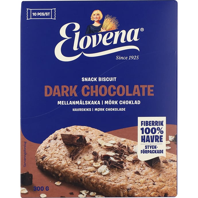 Elovena Havrekiks med mørk chokolade fuldkorn 300 g