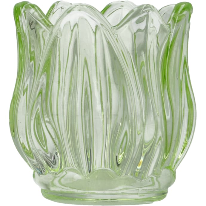 Glas fyrfadsstage med tulipaner