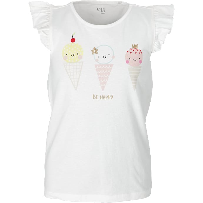 VRS børne T-shirt med flæse ærmer str. 146/152 - hvid
