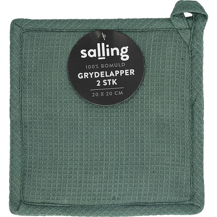 Salling 2-pak grydelapper 20x20 cm - grøn