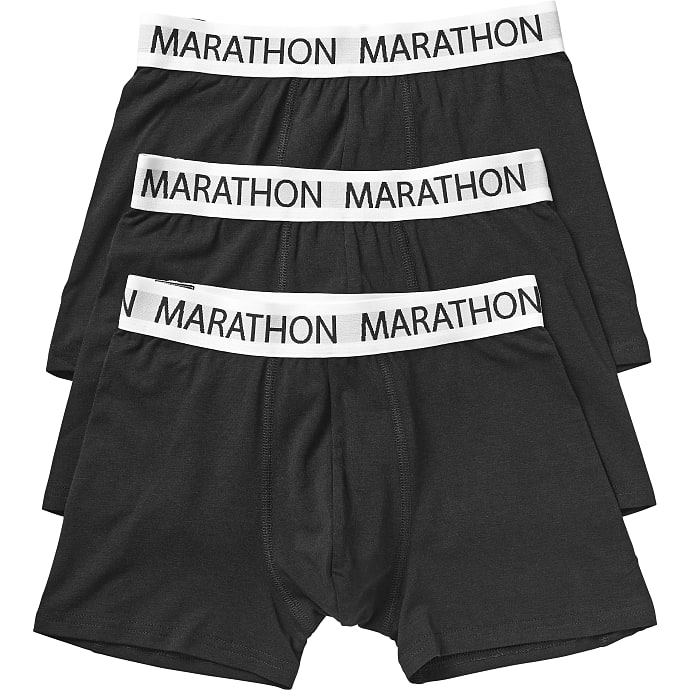 Marathon teen 3-pak boxershorts str. 7-9 år - sort