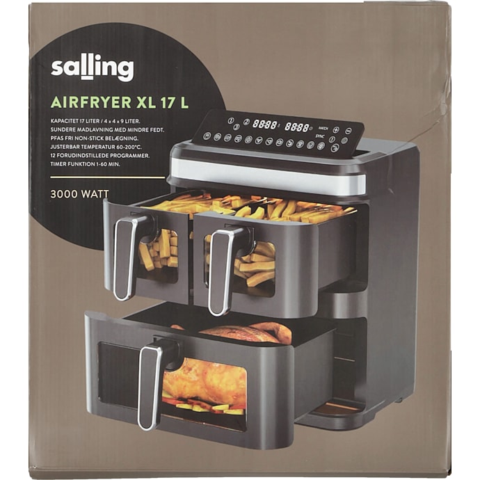 Salling airfryer med 3 skuffer - sort