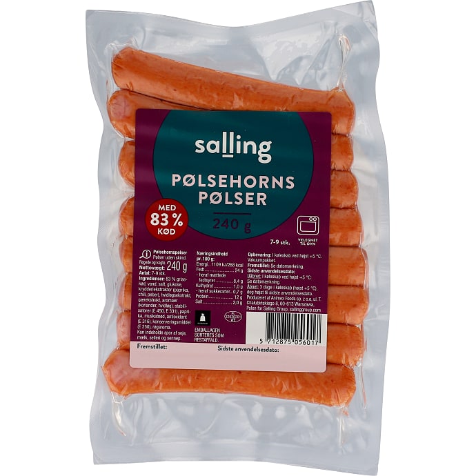Salling Pølsehornspølser 83% grisekød
