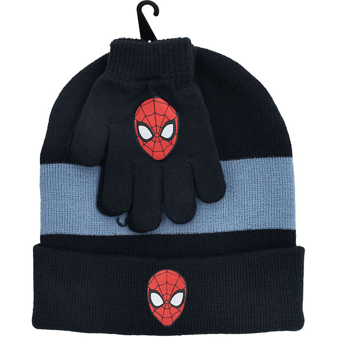 Spiderman børne hue/handske sæt str. onesize - navy