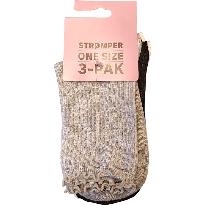 NN dame ribstrømper 3-pk multi