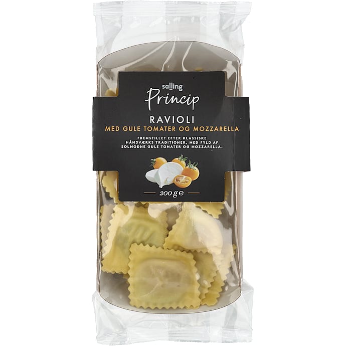 Ravioli m. gul tomat og mozzarella