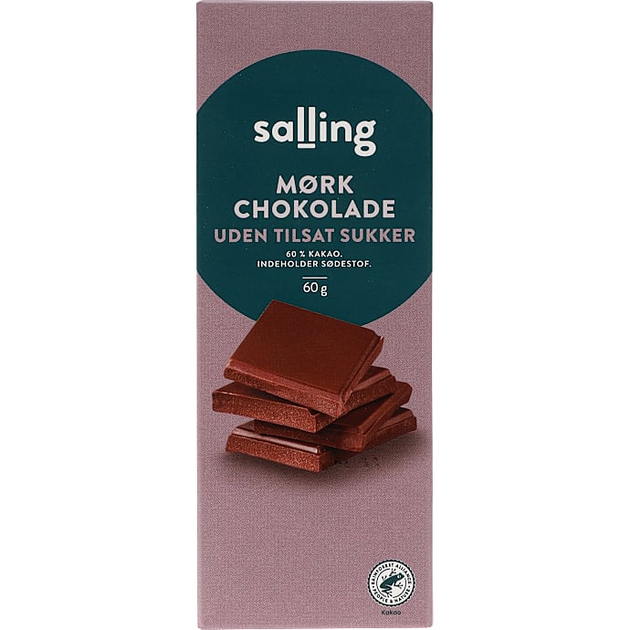 Mørk chokolade u. tilsat sukker