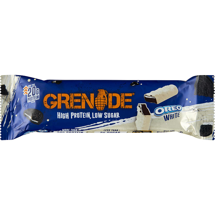 Proteinbar m. hvid chokolade og oreo