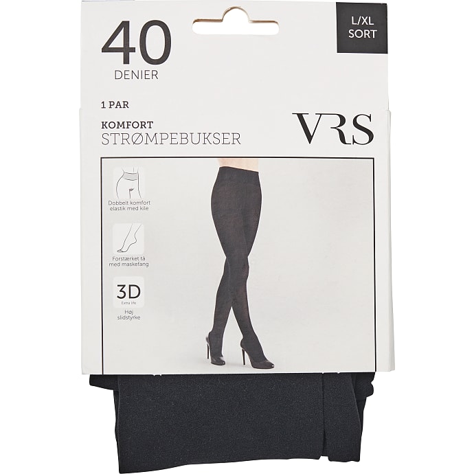 VRS strømpebukser komfort str. L/XL - sort